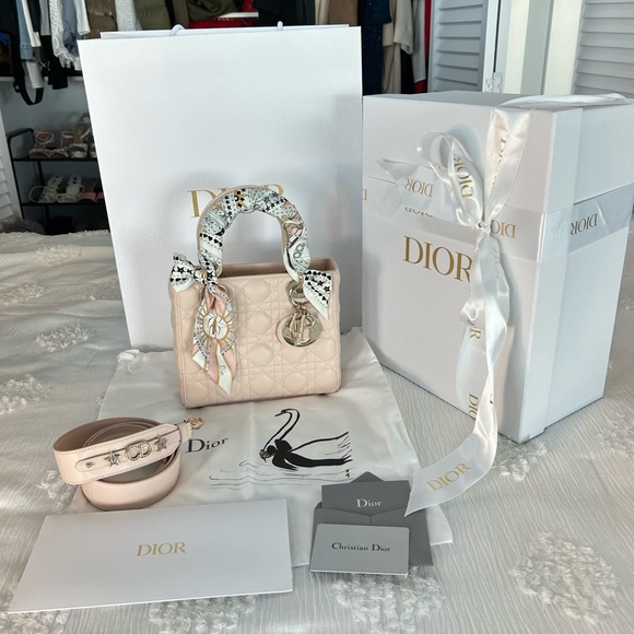 100% AUTHENTIC POWDER PINK SMALL LADY DIOR MY ABCDIOR BAG - Picture 5 of 14